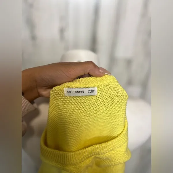 Cotton On Cold Shoulder High-Low Knit Sweater Womens XS/TP Bright Yellow - Image 2