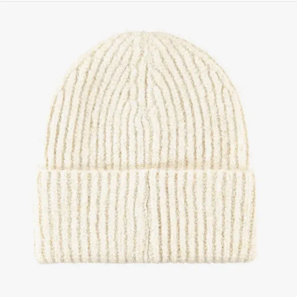 Favorite Daughter Logo Patch Rib Beanie Hat Ivory 1 Size - Image 5