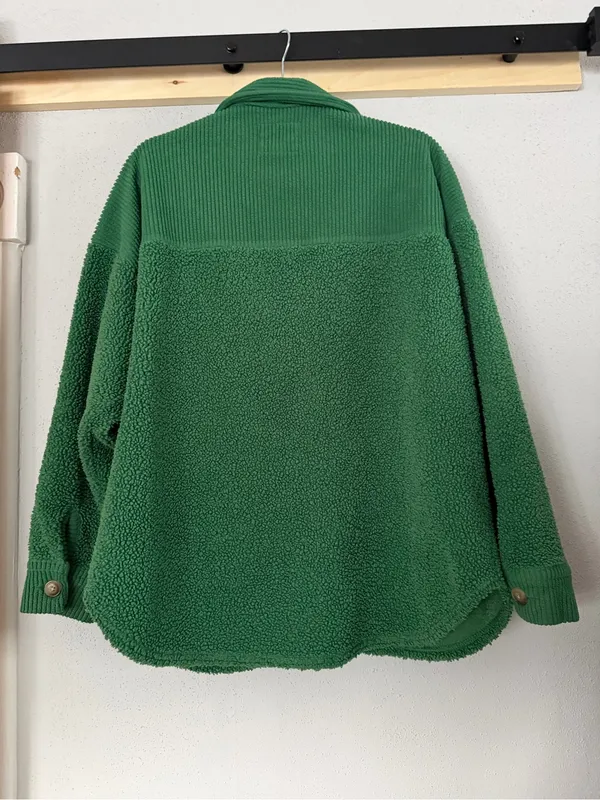 American Eagle AE Green Sherpa Corduroy Shacket Jacket Oversized Size Medium - Image 7