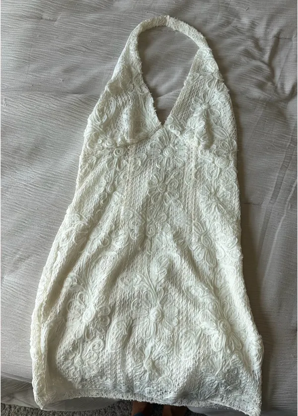 Knit White Halter Dress  - Image 3