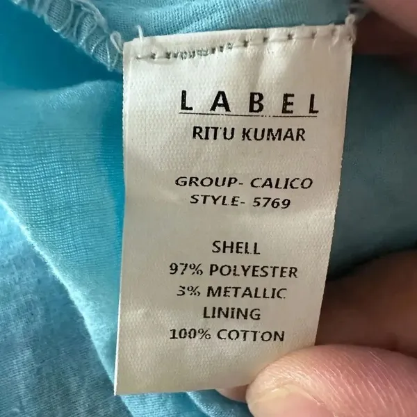 LABEL RITU KUMAR Blue Floral Printed Maxi Dress Size Small - Image 5