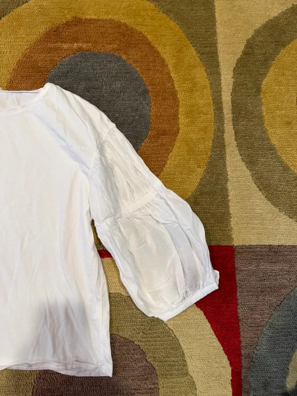 Madewell White Puff Sleeve 3/4 Sleeve Tee Shirt Top Women’s Size Medium - Image 2