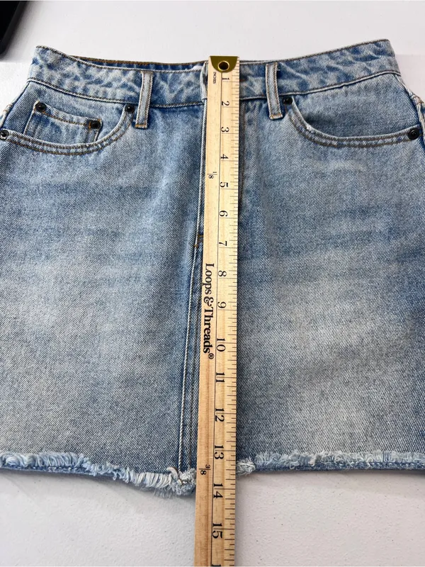 Kittenish Light Blue Distressed Cutoff Denim Mini Skirt Size S‎ - Image 11