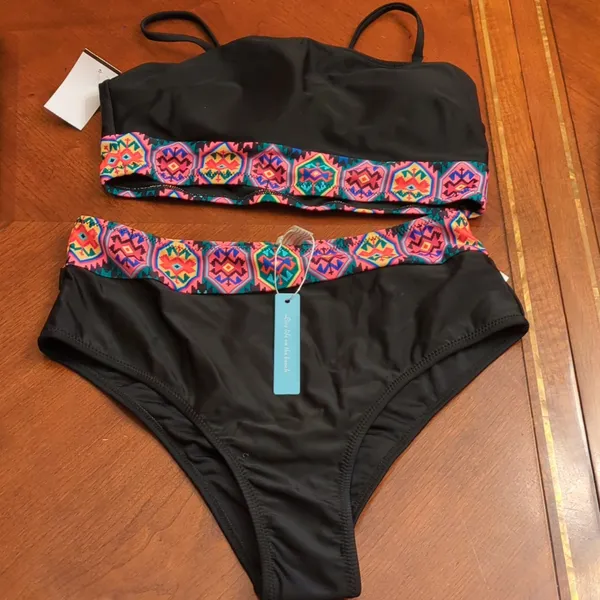 Live life on the beach size Medium bikini Set Black - Image 4
