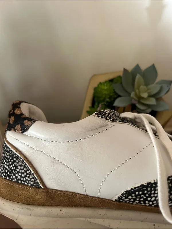 Madewell Kickoff Trainer Sneakers Olive Grove Multi Leather‎ Spots White Tan 9 - Image 9