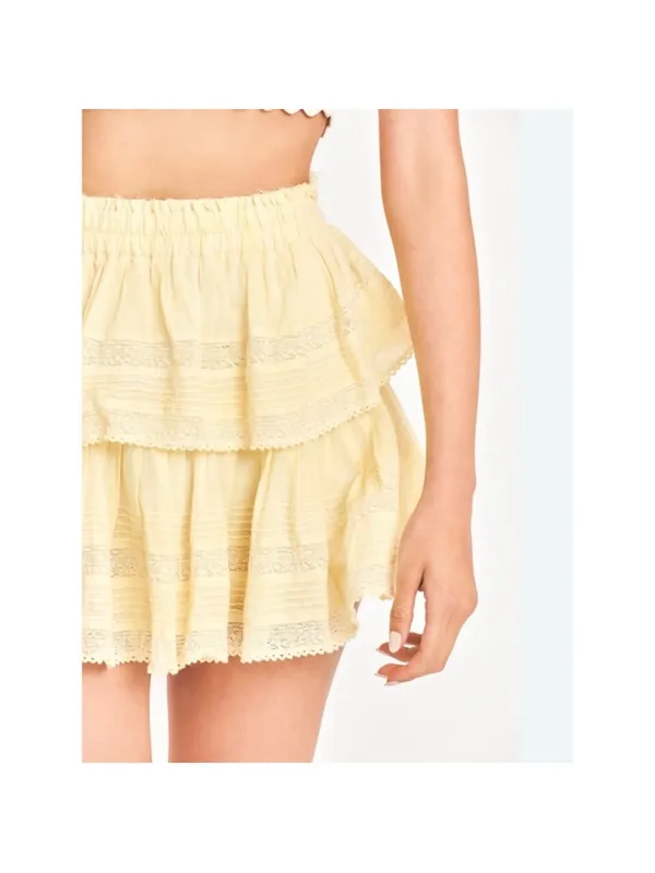 LoveShackFancy Ruffle Mini Skirt in yellow NWOT - Image 4
