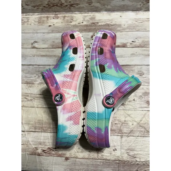 Crocs Classic Pastel Tie-Dye Graphic Clogs Men's 5 Women's 7Pink Blue Purple - Image 5