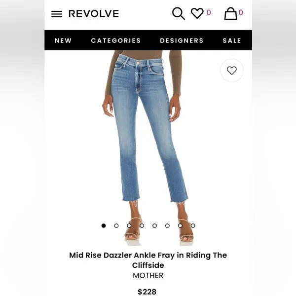 NWT MOTHER Denim Mid Rise Dazzler Ankle Fray Jeans Riding Cliffside Size 29 - Image 3
