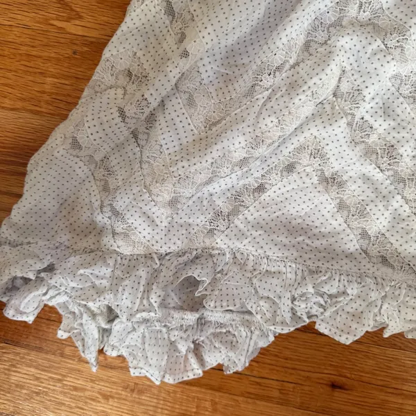 Intimately Free People Polka Dot Lace Ruffle slip Tank Top Small White Boho - Image 5