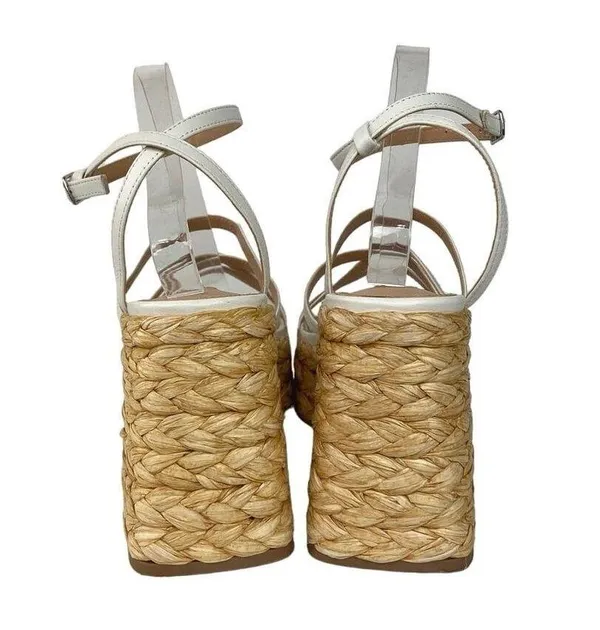 Steve Madden Belise White Square Toe Ankle Strap Platform Strappy Sandals Sz 10 - Image 3
