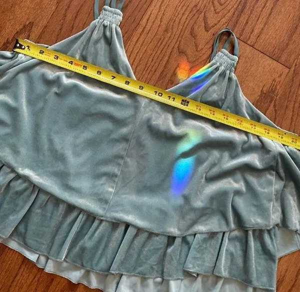 Xhilaration teal velvet Crop top- size Large **refer to measurements - Image 8