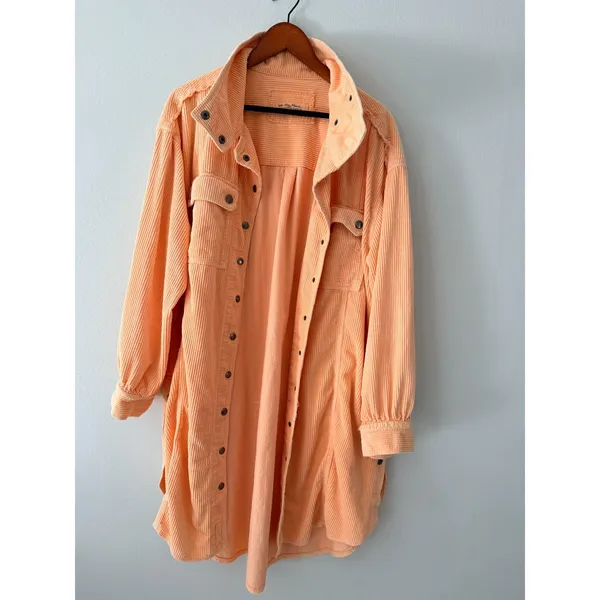 We The Free Peach Snap Button Up Sweater Medium - Image 6