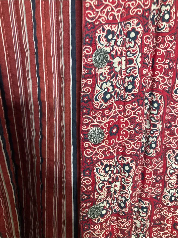 Source Unknown Red Patterned Open-Front Blazer Jacket Quilted Boho - Image 4