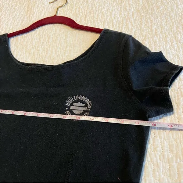 ✨ Harley Davidson Women’s Black Scoop Neck Embroidered Top Medium‎ - Image 6