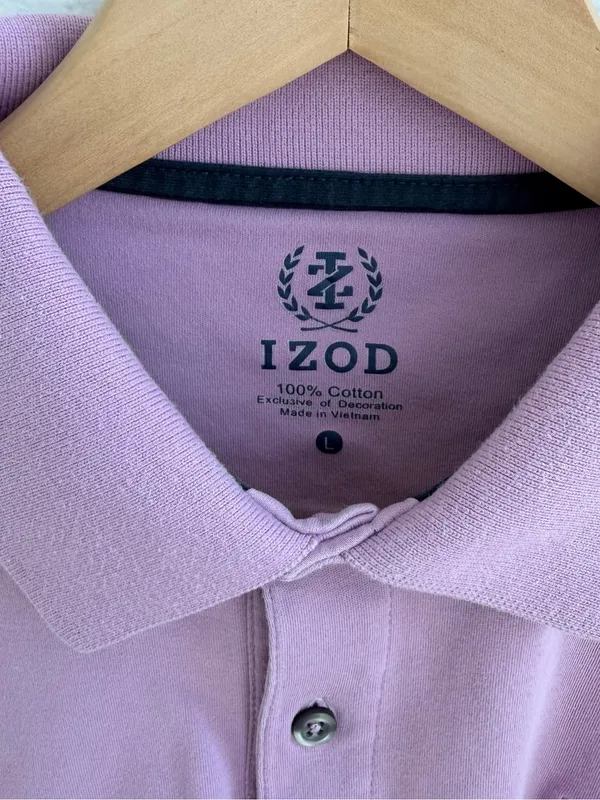 Izod Light Purple short sleeve cropped button Polo - Image 3