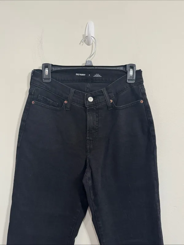 Old Navy High-Rise OG Straight Leg Black Rigid Jeans Secret-Smooth Pockets sz 4 - Image 3