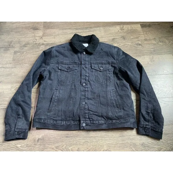 NWOT Womens KanCan‎ Sonny Sherpa Trucker Jacket acid black denim size L - Image 4