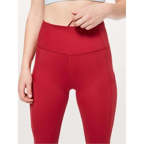 Lululemon Fast & Free 7/8 Tight Dark Red High Rise 25” Inseam Nulux Fabric Sz 4 - Image 5