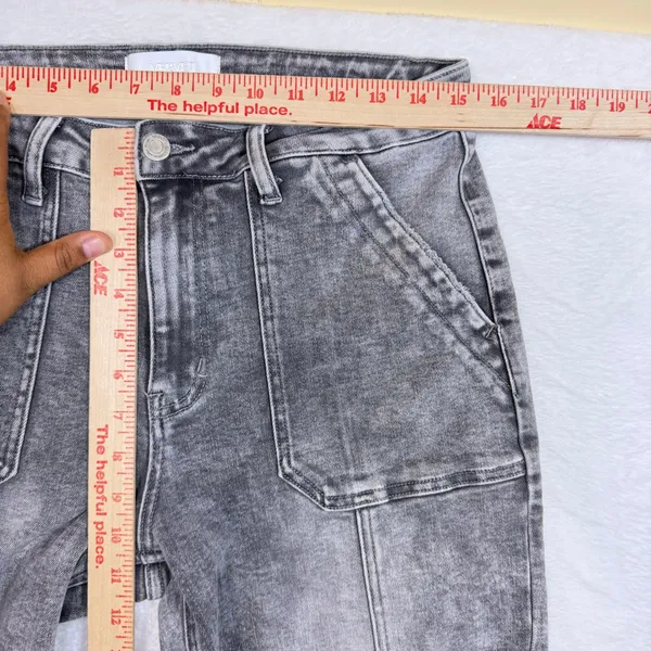 Vervet Blue 30 Gray Stonewash Denim Jean Tapered Front Seam Utility Straight Leg - Image 7