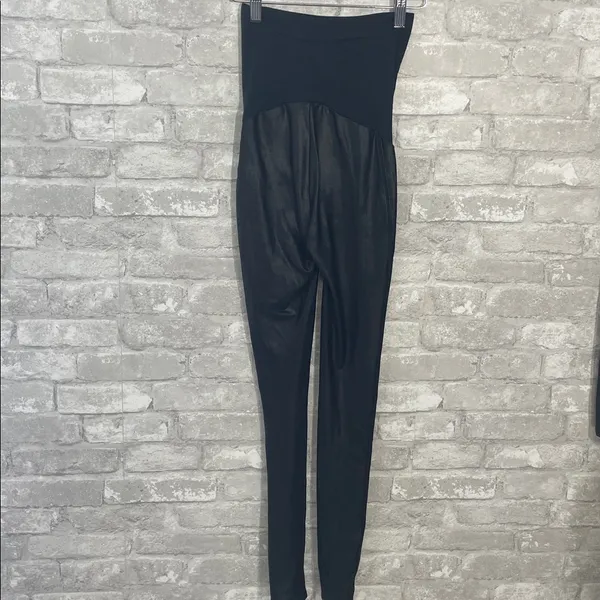 SPANX Mama Maternity Faux Leather High Waisted Leggings Black Size XS #20201R - Image 5