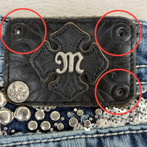 Miss Me Womens JY6191P Cuffed Capri Jeans Dark Wash Sequin Embellished Size‎ 25 - Image 4