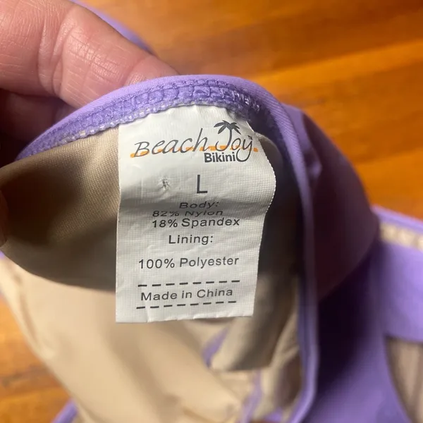 Purple One Piece Swimsuit with Lace-Up Detail - Image 3