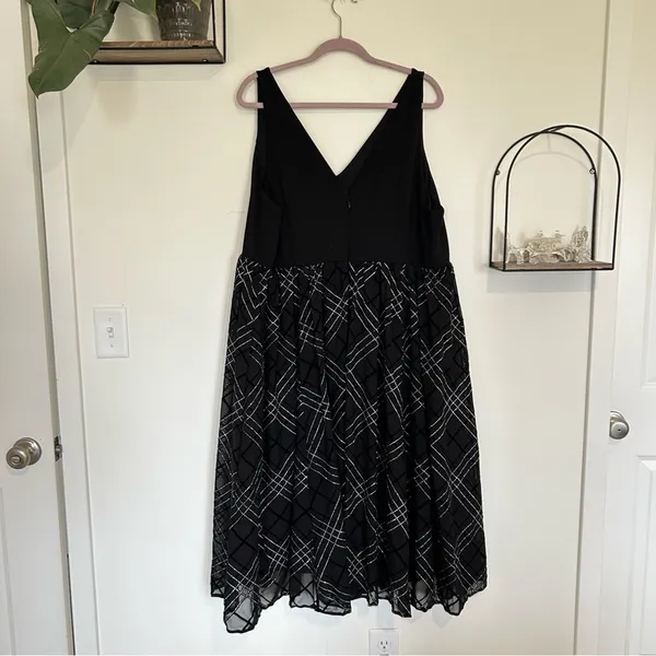 Torrid Black Ponte & Mesh Plaid Midi Dress‎ Plus Size 24 - Image 2