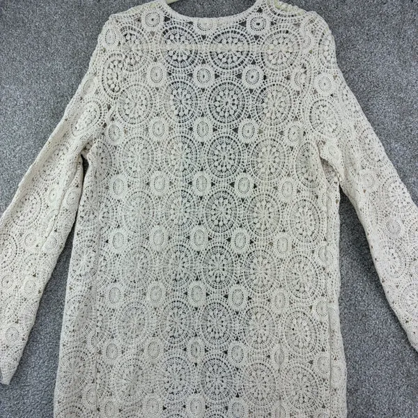 Miss Me Women's S Ivory Crochet Lace Long Duster Cardigan Cottagecore Etherreal - Image 10