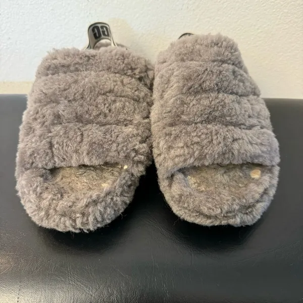 UGG Fluff Yeah Slide Grey Slip on Sandal - Image 3