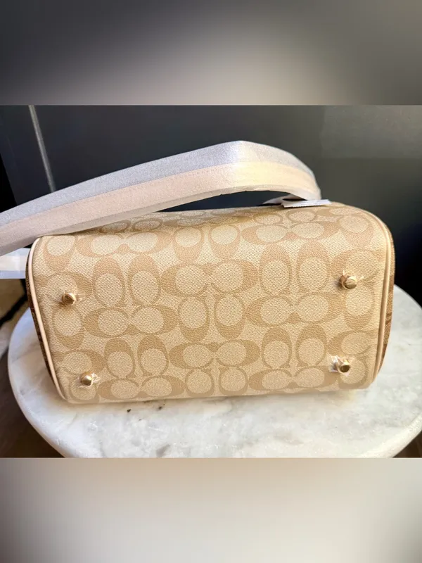 NWT Coach Rowan Satchel Bag in Blocked Signature Canvas-Light Khaki Multi CH486 - Image 13
