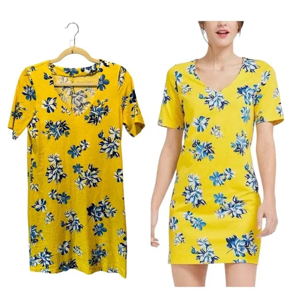 Draper James Summerall Hillsboro Floral Mini‎ Soft Dress Yellow Small - Image 2