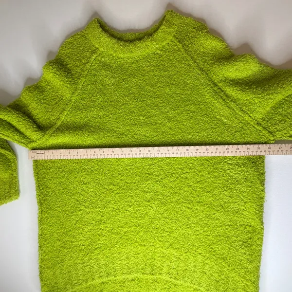 Free People Found My Friend Lime‎ Green Boucle Wool Blend Oversized Sweater Sz M - Image 10
