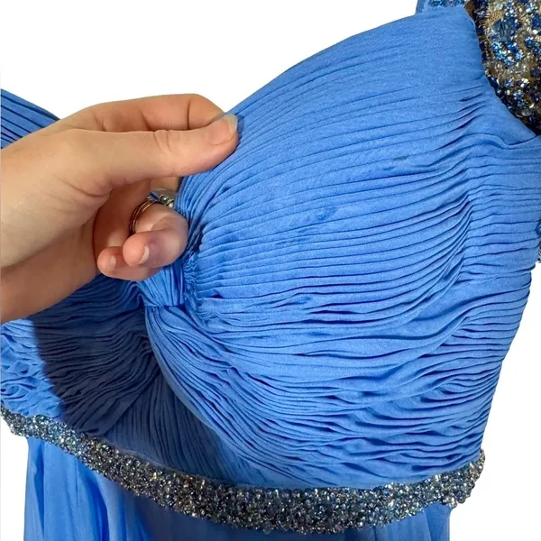 Sherri Hill 50086 Chiffon Beaded Sweetheart Prom Gown Formal Dress Periwinkle - Image 10