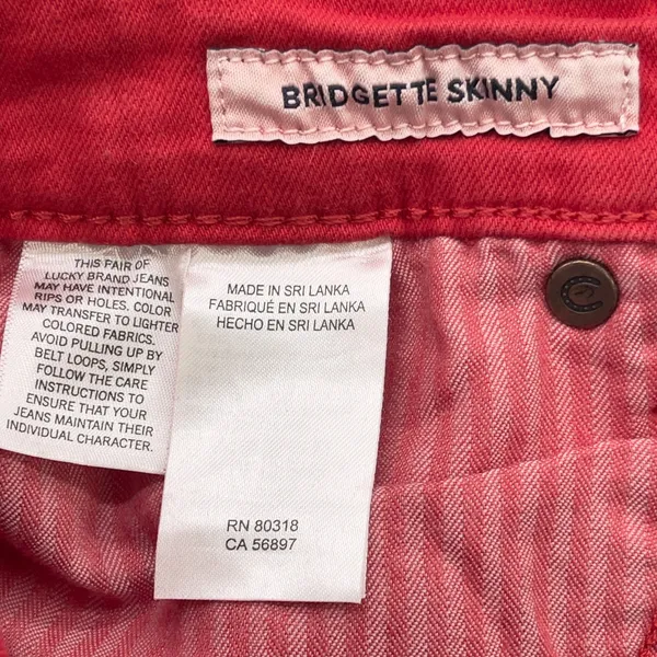 Lucky Brand Bridgette Skinny Jeans Women 6/28 Red‎ Stretch Ankle Indie Minimal - Image 10
