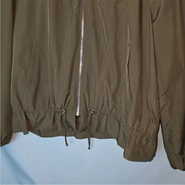 Zara NWT green drawstring waist zipper front jacket - Image 2