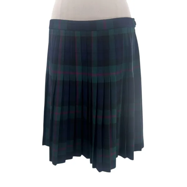 Brooks Brothers wool pleated plaid mini skirt Sz‎ 12 - Image 2