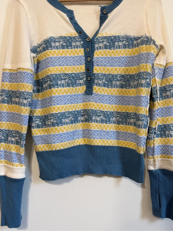 Free People We the Free Thermal Blue Size Small Boho to the woods long sleeve - Image 5