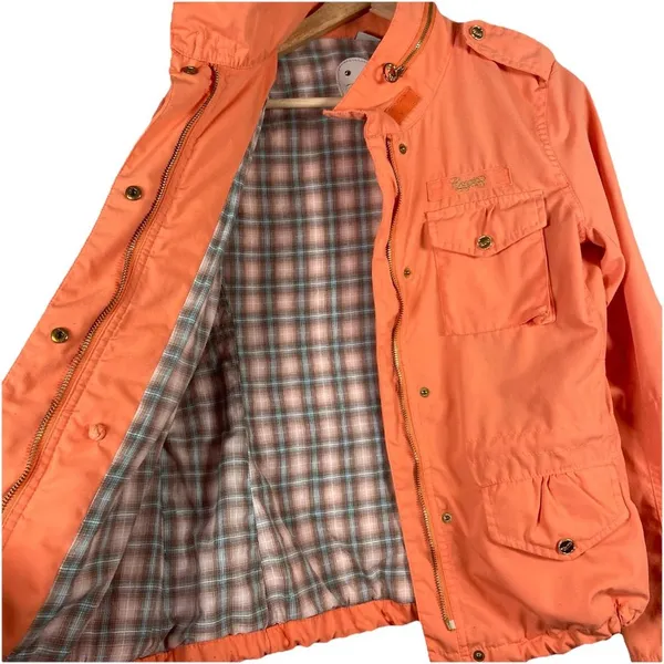 Coogi Jacket Womens Size M Orange‎ Studded Hood Casual Full Zip Australia Cotton - Image 2