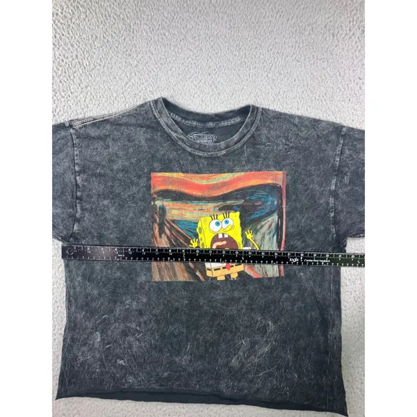 Nickelodeon SpongeBob SquarePants‎ T-Shirt Women L Black Graphic Acid Wash Edgy y2k Grunge - Image 8