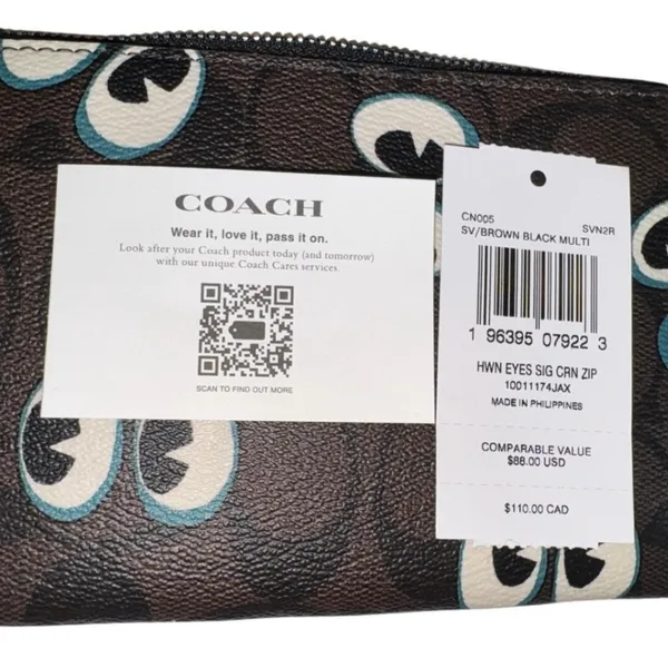 COACH Corner Zip Halloween Eyes Wristlet New with Tag MSRP $88 SOO very rare - Image 12