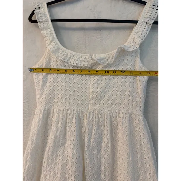 Lulus White Eyelet Cotton Ruffle Mini Dress Sleeveless Fit & Flare‎ Medium - Image 6