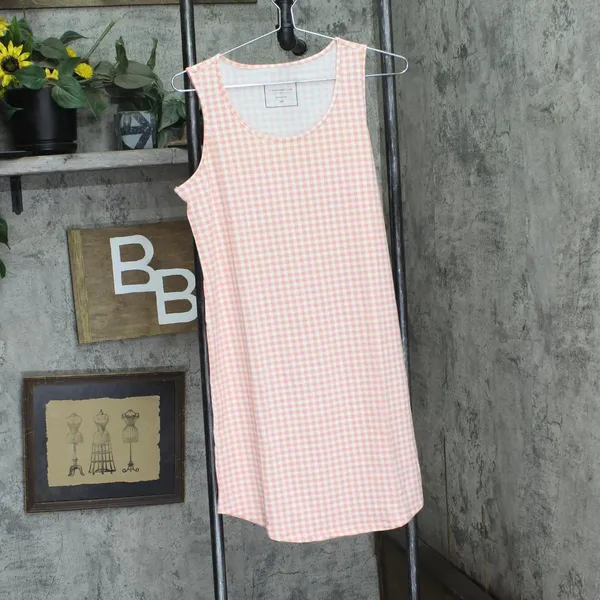 NEW Charter Club Floral Tank Sleep Shirt 100181258MS Gingham Coral Orange XS - Image 2