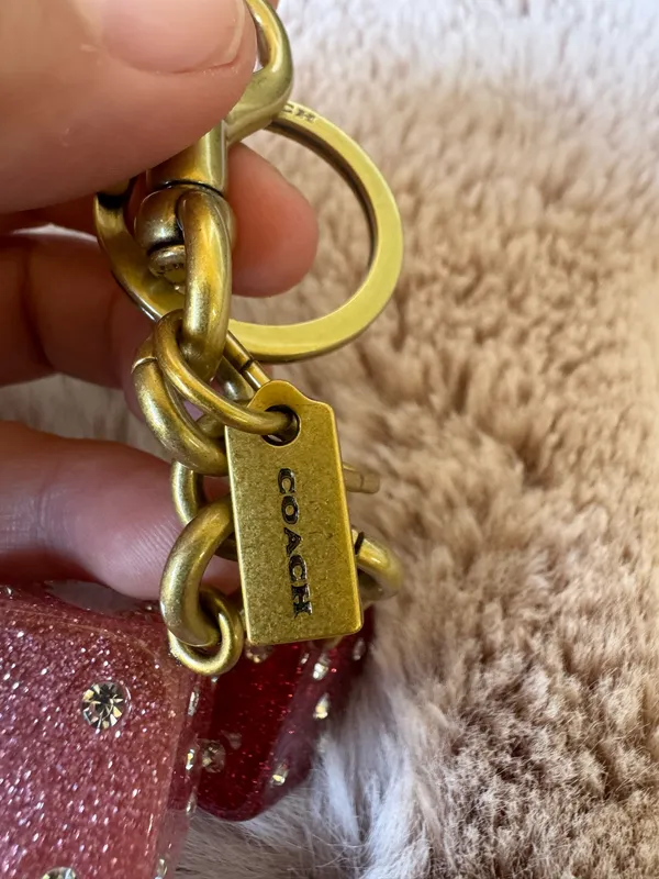 Coach Dice Bag Charm With Keyring Key Chain In Gold/Pink Multi CEA16 NWOT - Image 2
