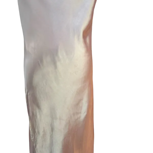 Slip Dress Long High Slit Drapery Neck Beige Ankle SZ SM Y2K Romantic Boho Chic - Image 9