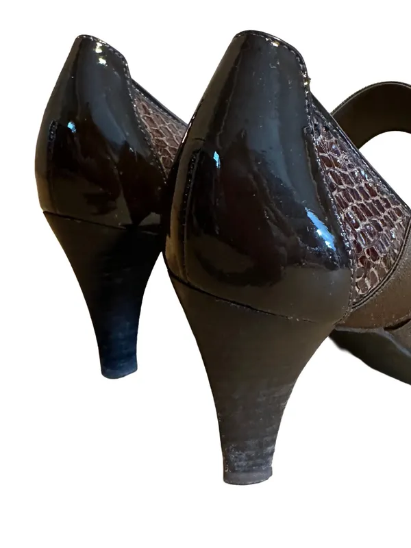 Dkny Brown Patent Leather Snakeskin-Embossed Mary Jane Shoes (5.5) - Image 8