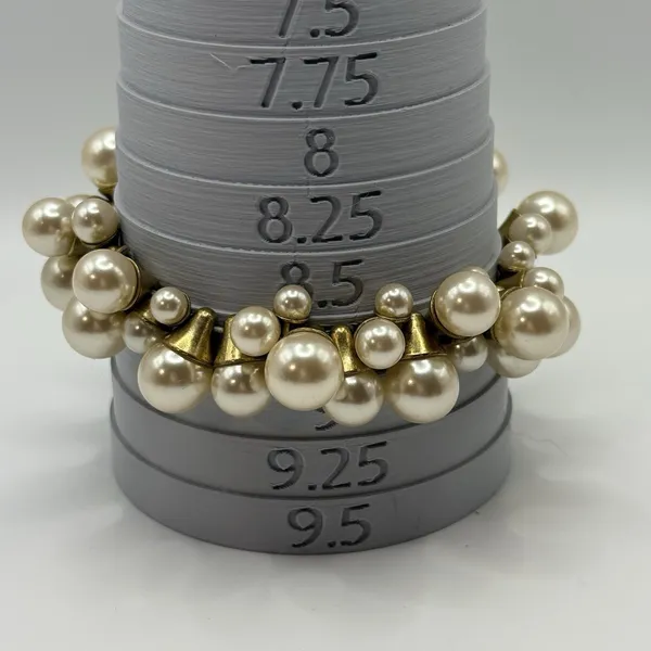 J.CREW Bracelet Cha Cha Champagne Faux Pearl Statement Stretch Gold‎ Tone - Image 4