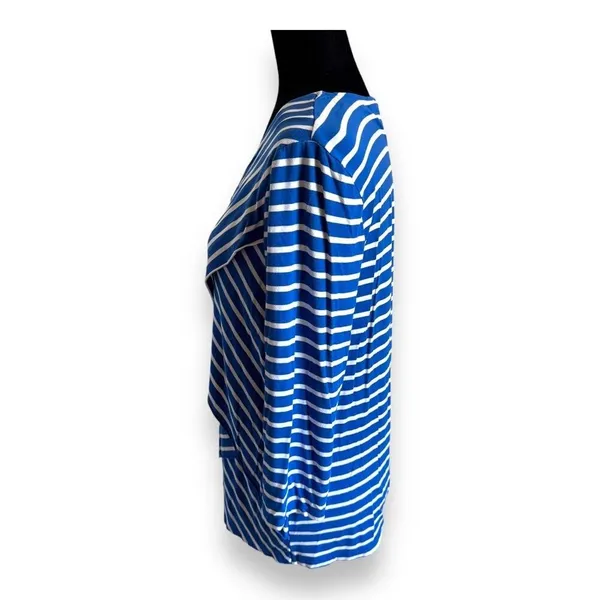 Chico's Miraculous Stripe Tiered Top Blue White‎ Asymmetrical Stripe Sz 1 M 8 - Image 12