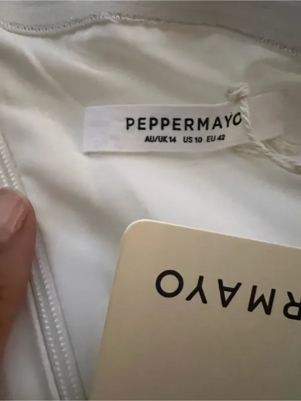 Peppermayo Girl Crush White Strapless Bow Cutout Mini Dress NWT - Image 5