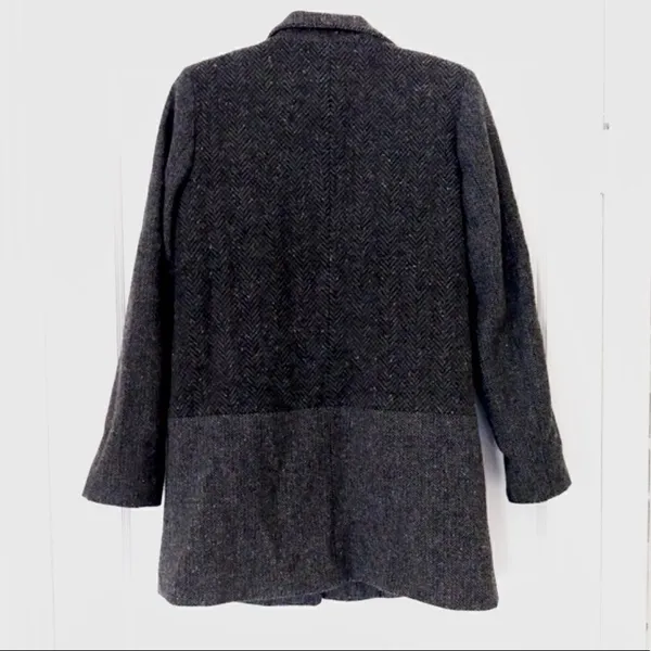 Nautica Grey Herringbone Wool Blend Zip Up Winter Coat - Image 2