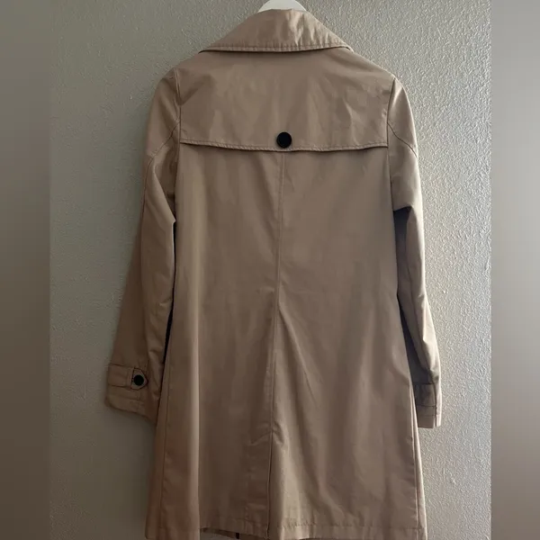Merona Water Repellent Khaki Double Breasted Long Trench Coat - Medium - Image 8